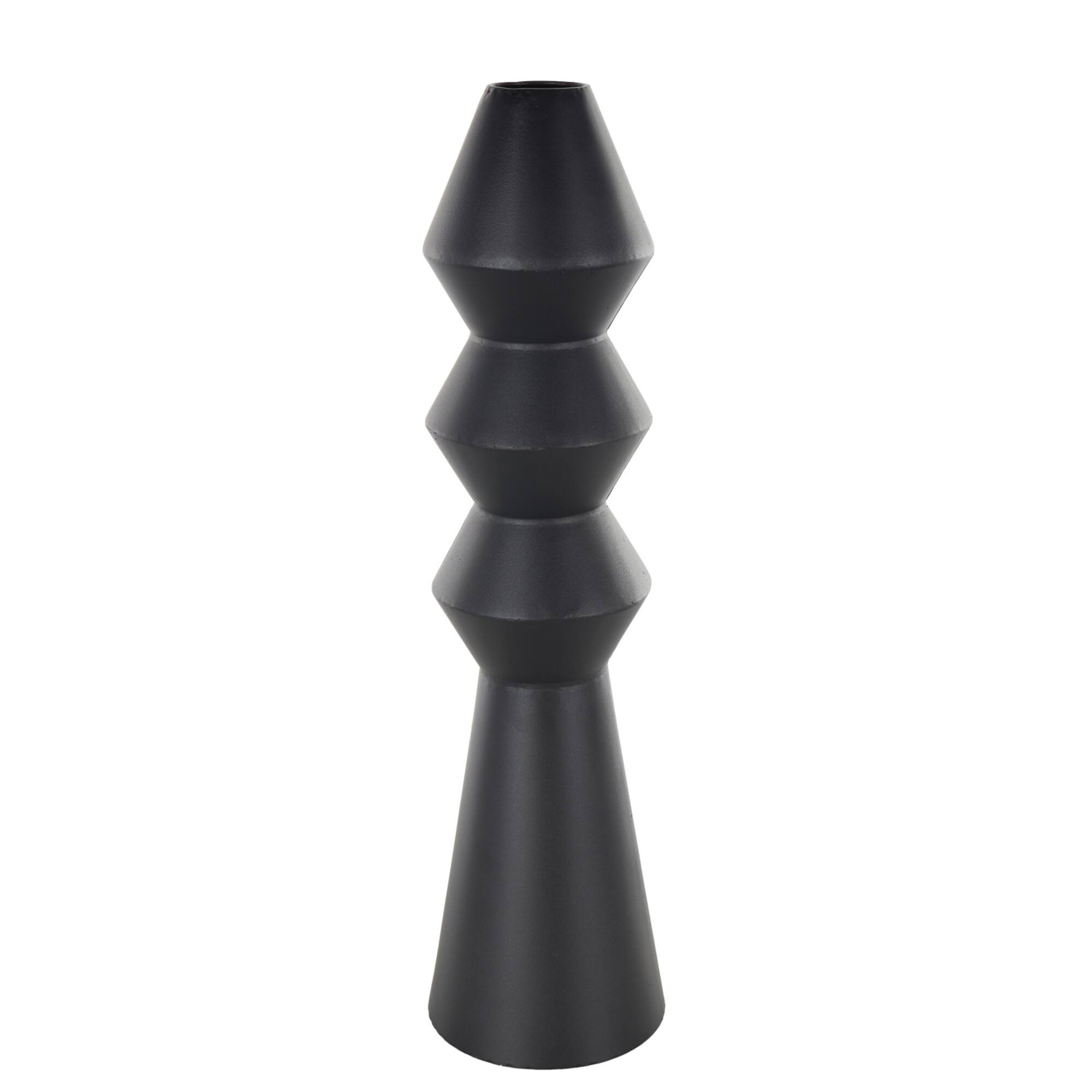 24" Black Metal Art Deco Fluted Vase